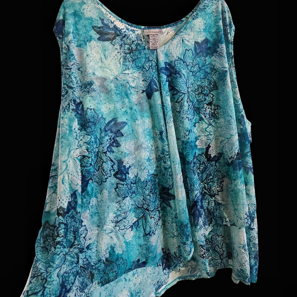 Catherines Sleevless Blue Floral Tunic Top. Size 5X US. NWT. - Picture 2 of 6